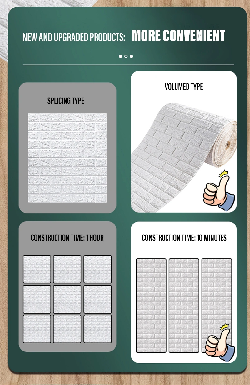 China Wholesale 3D PE Foam Wall Panel Paper Brick Sticker Composite Decking Wallpaper