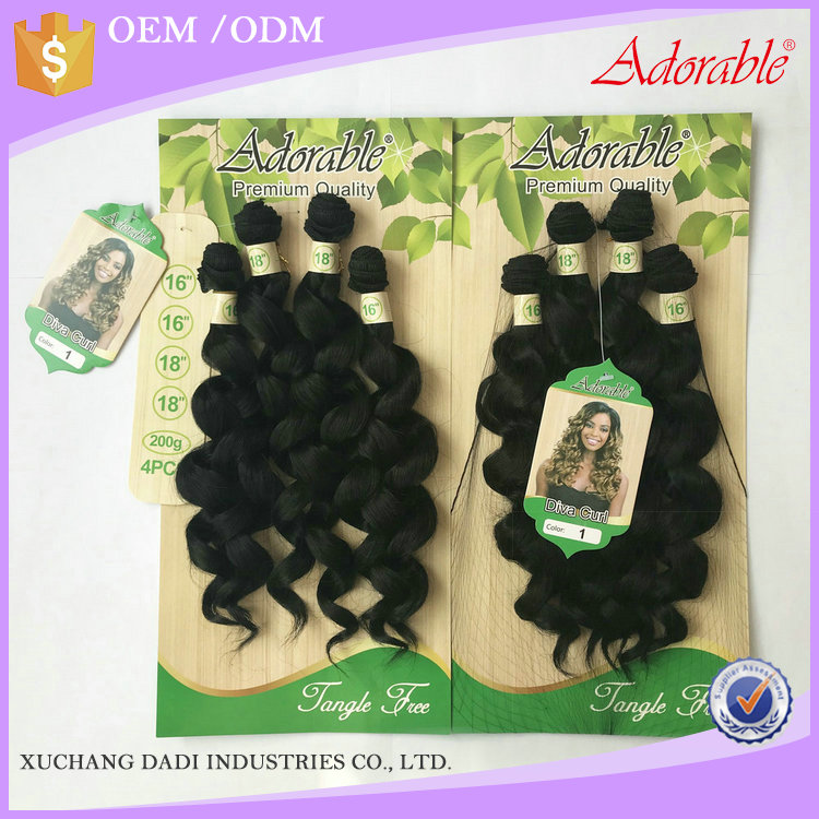 super super diva weaves artificial hair bundles for african,synthetic hair extension mixed diva curl 4pcs 1#