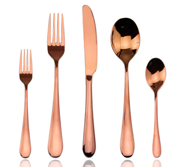 Use restaurant flatware,rose gold flatware, Gold flatware