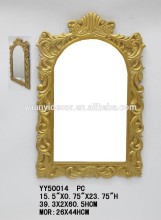 Golden resin framed wall decorative mirror, resin design wall mirror for home decors