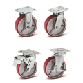 Caster Wheels Red Pu Cart Catters Heavy Duty PU Βιομηχανικούς τροχούς