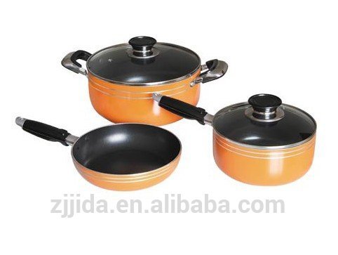 Fashion forged aluminum ceramic colorful coating cookware set sauce pan/pot