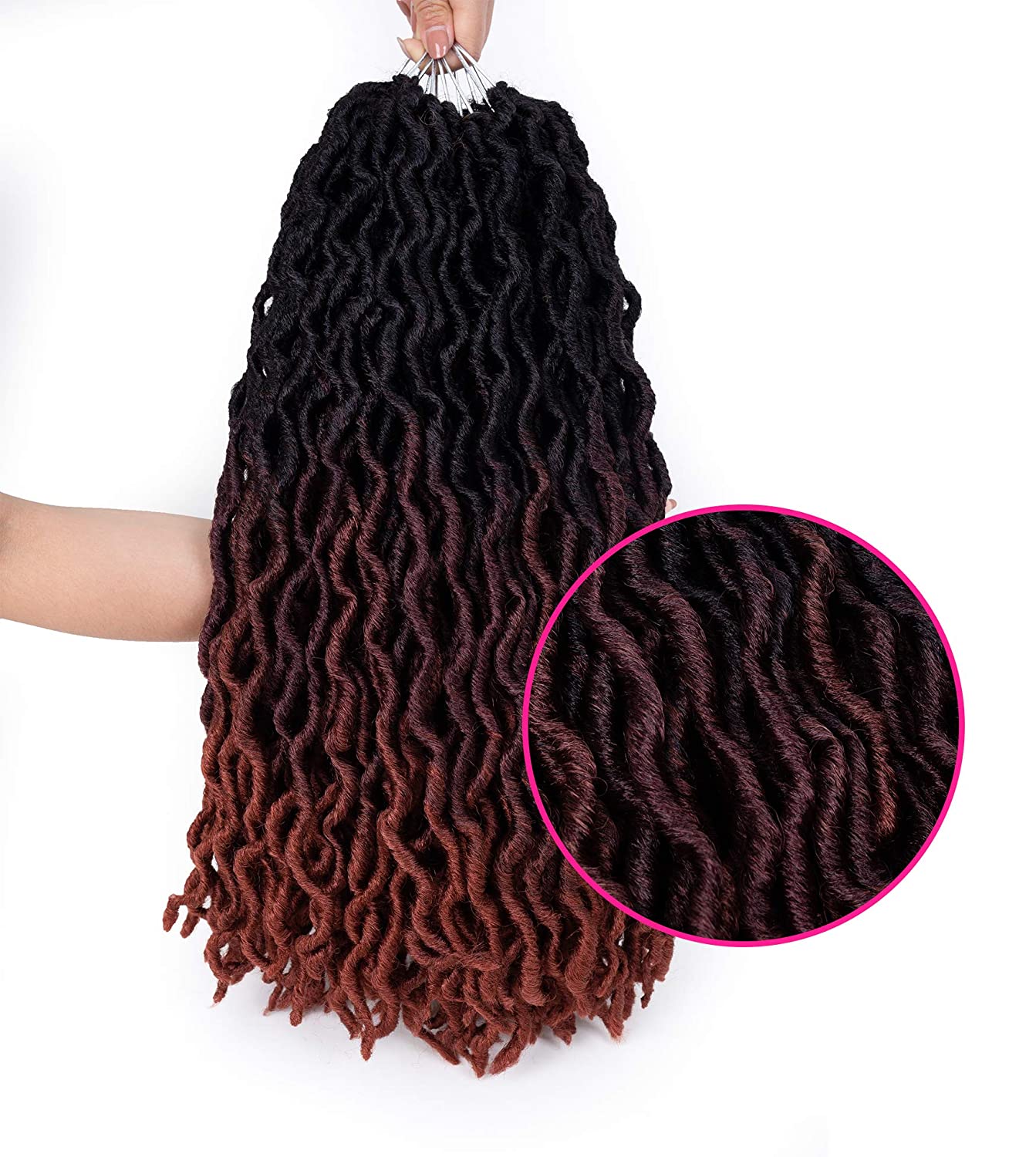 Wavy Gypsy Locs Crochet Hair Extensions Gypsy Faux Locks Braids Hair Synthetic Fiber 18inch 100g Solid And Ombre Color