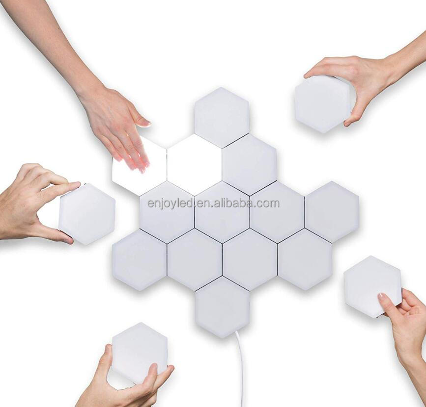 Rebow drop shipping stock wall mounted magnetic honeycomb quantum white touch DIY led night hexagonal lights