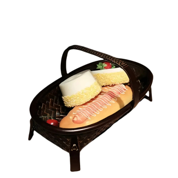 Bamboo Craft Basket - Premium Handwoven Lacquer Kitchen Storage & Pastry Display