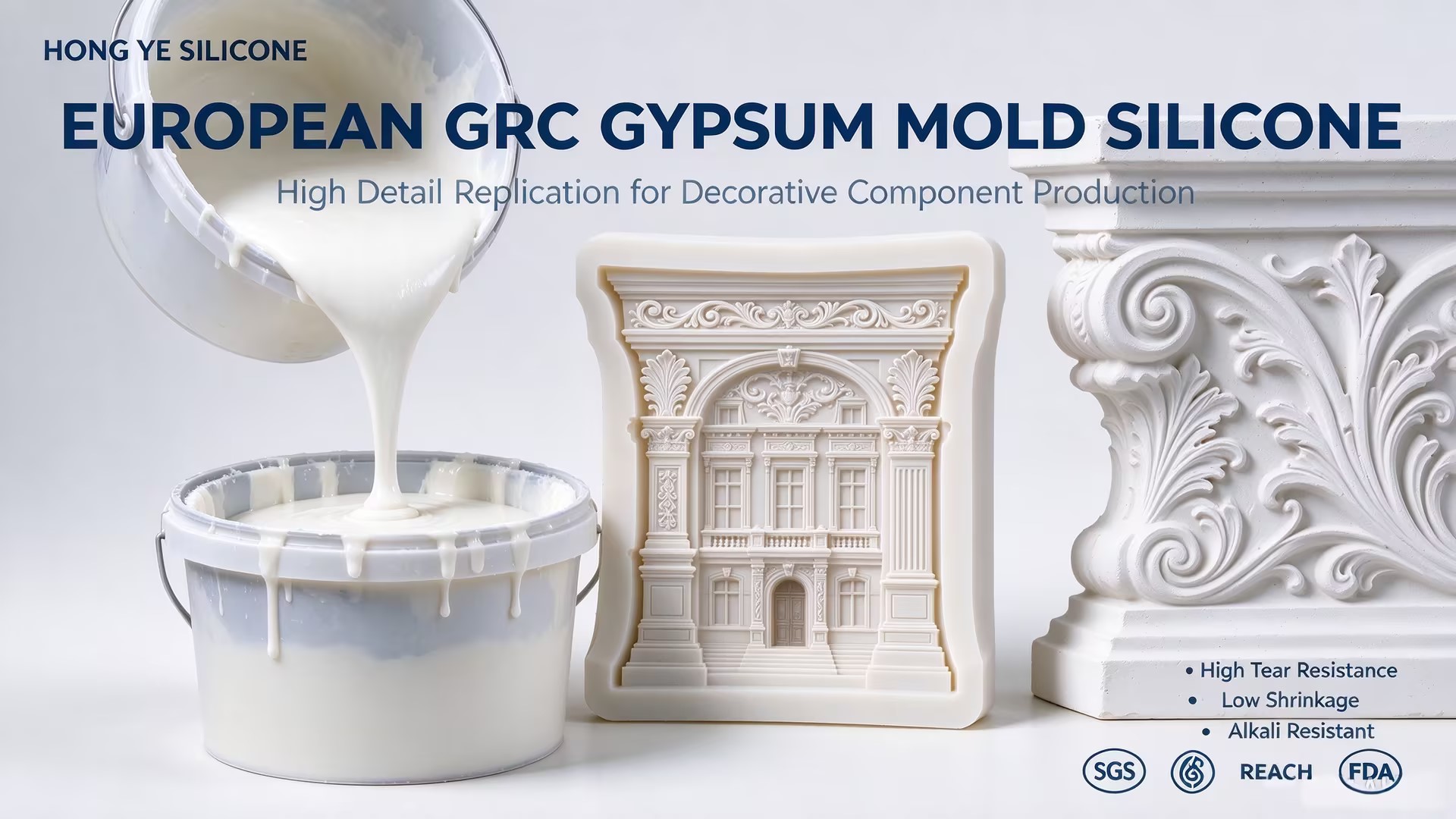 Silikon Cetakan Ornamen Gipsum GRC Eropa European GRC Gypsum Ornament Molding Silicone