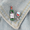 Metall Cute Wine and Bottle Emamel Pin Badge