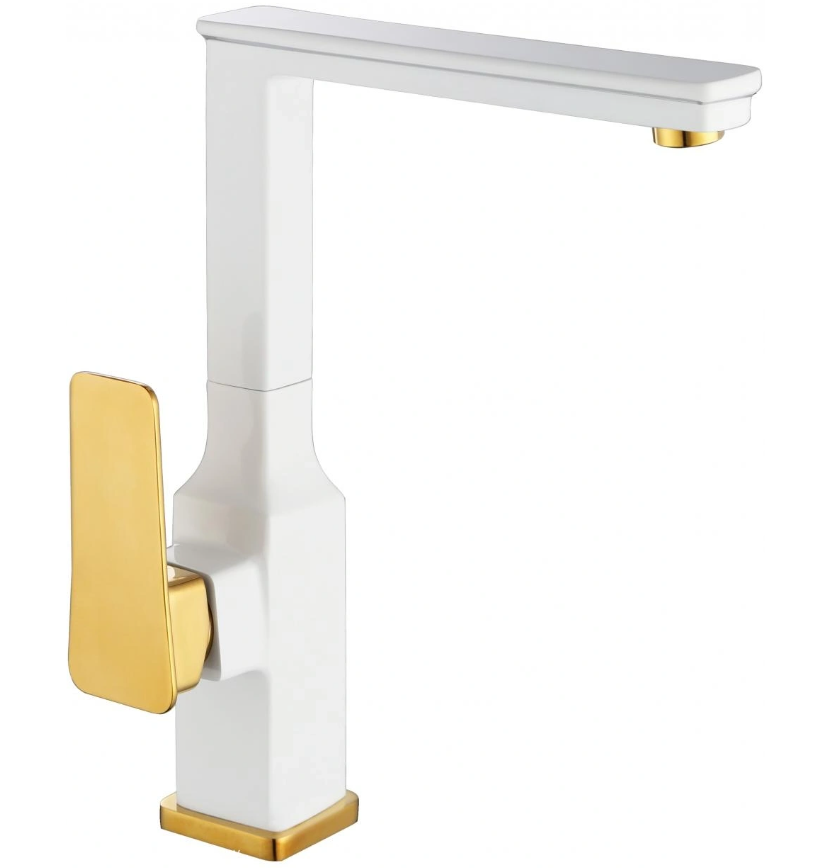 White and gold Kitchen Water Faucet