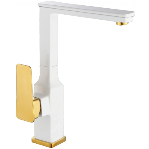 White and gold Kitchen Water Faucet