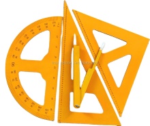 Math Measurement Tool Set: Big Compasses, Protractor, Triangle Ruler, Plastic Geometry Teaching Ruler Set