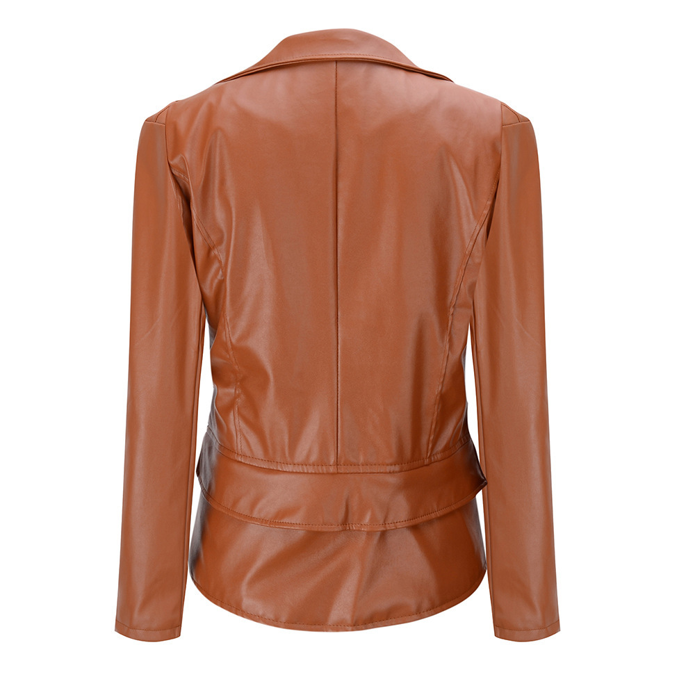 Women's Fashion Studded Perfectly Shaping Faux Leather Biker Jacket