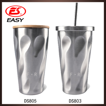 Wholesale best sale custom 450ml double wall insulated metallic coffee mug with straw