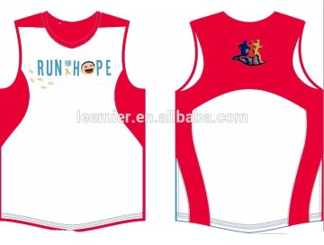 Custom red color dry fit fabric running singlets