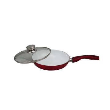 Red Aluminum Frypan with Glass Lid and Handle