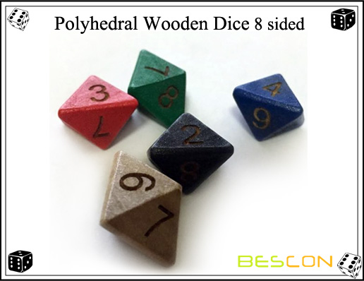 Polyhedral Wooden Dice 8 sided