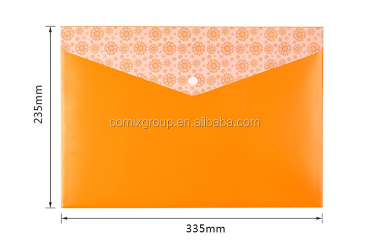 Comix supplier a4 button document envelope plastic folder for sale