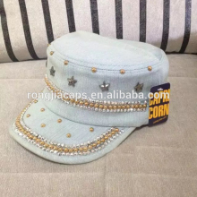 fashion military rhinestone cap