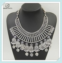 Fashionable Vintage Lady Bohemian Bib Alloy Silver Leaf Necklace