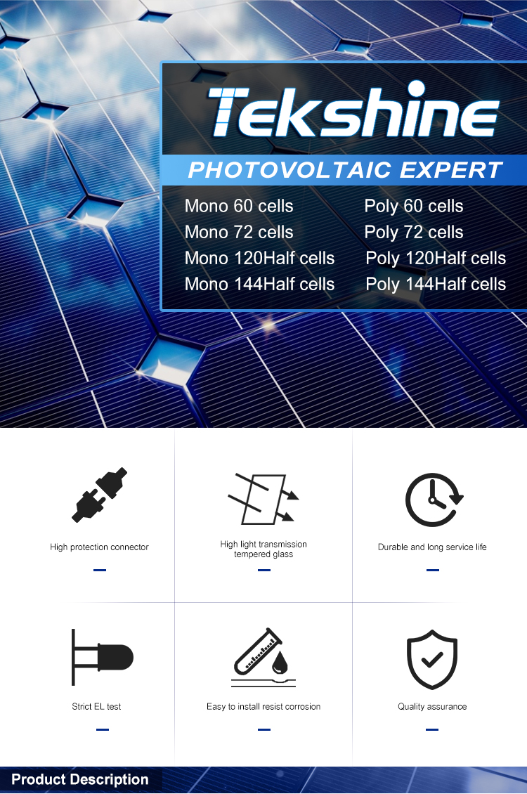 tekshine commercial use good quality 60cells mono 305w 310w 315w solar panel power supply