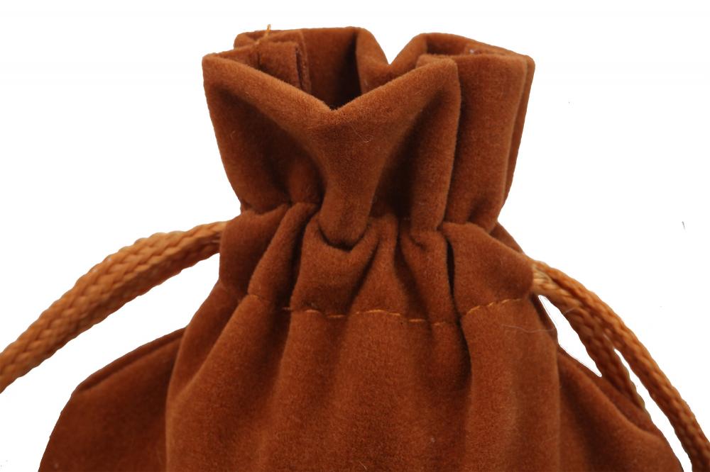 Round brown velvet bags for jewelry supplier