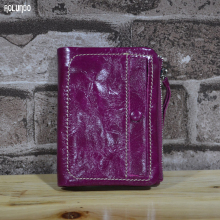 newest design colorful vegetable tanned leather wallet cow leather