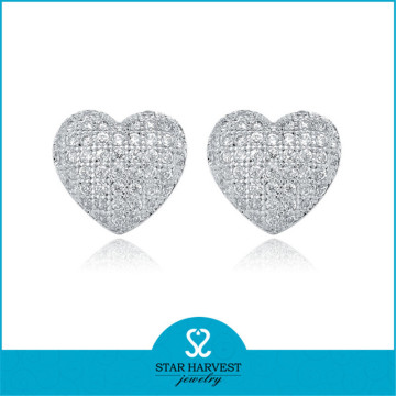 Best Quality New Micro Pave 925 Sterling Silver Heart Earring