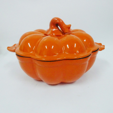 Enamel Cast-Iron Pumpkin Shaped Cocotte/Casserole