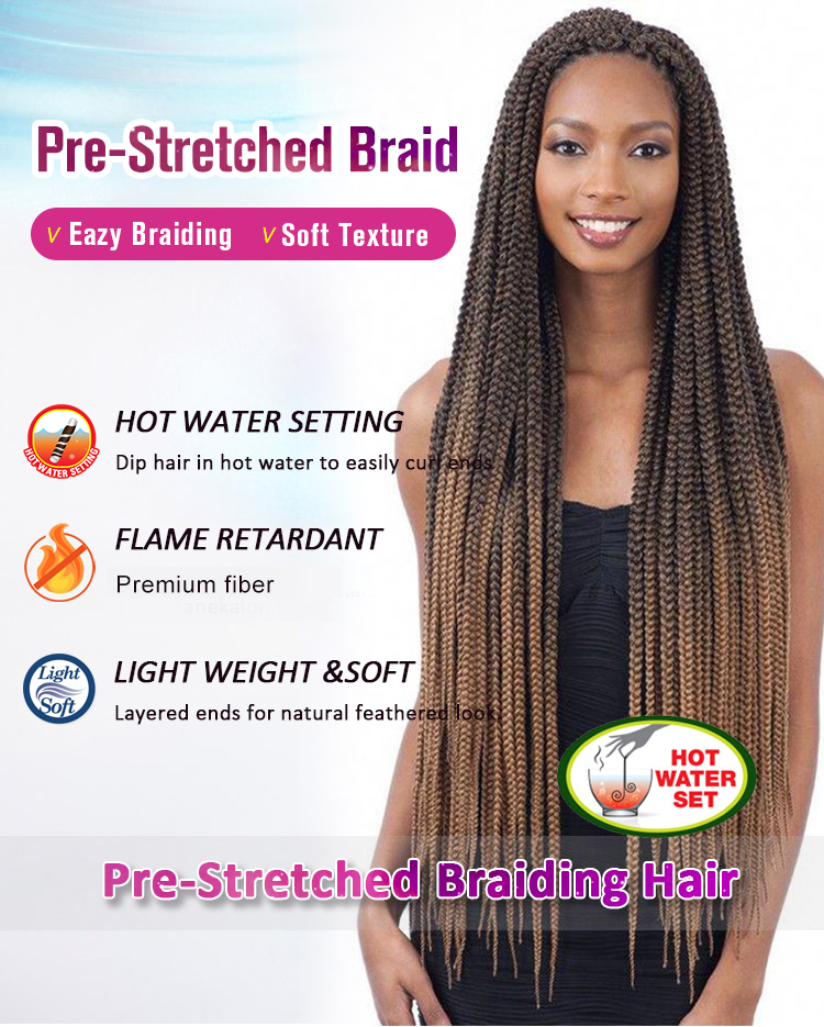 crochet braid hair Free samples xuchang 26" 4 pack ombre braid bulks pre stretched braiding hair