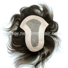 Super fine mono base with PU edge men's toupee