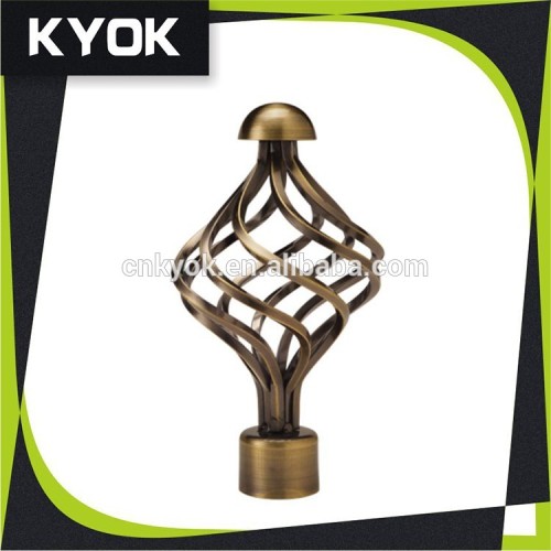 Special Design Metal Twist Curtain Pipe Rod, Aluminum Finials Leaf Curtain Rod Covers, Durable Iron Curtain Rod Cornice