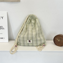 Plain Stylish Small Green Canvas Travel Drawstring Bag