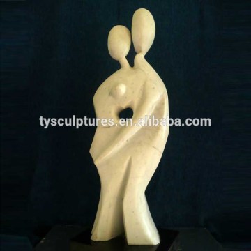 Modern design stone abstract figures love couple statue for outside marble in love boy and girl sculpture