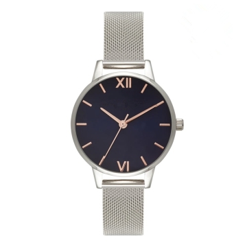 Rose Gold Watch Silver Stainless Steel Mesh Watch