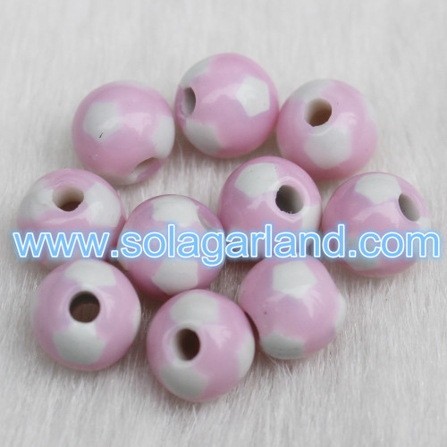 Perles de football rondes en acrylique colorées de 8 mm pour le football