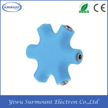 5 way audio earphone jack music splitter Mobile phone music splitter with aux cable