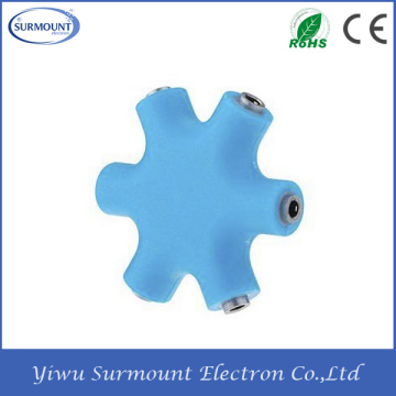 5 way audio earphone jack music splitter Mobile phone music splitter with aux cable