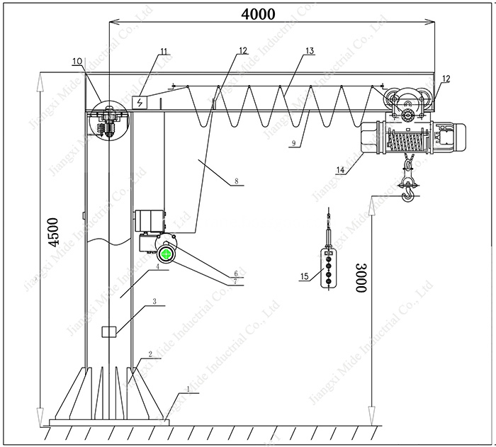 2 Ton Pillar Mounted Jib Crane