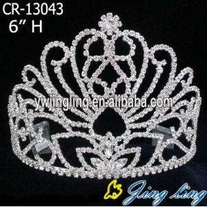 6 Inch wholesale rhinestone pageant crowns tiaras