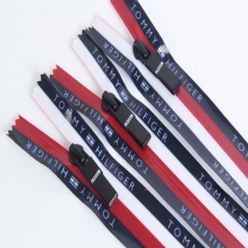 Stripe edge and printed letters waterproof zipper