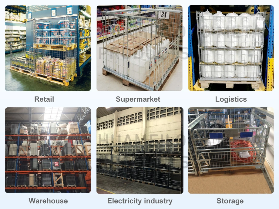 Folding Stacking Wire Cage with Wooden Pallets