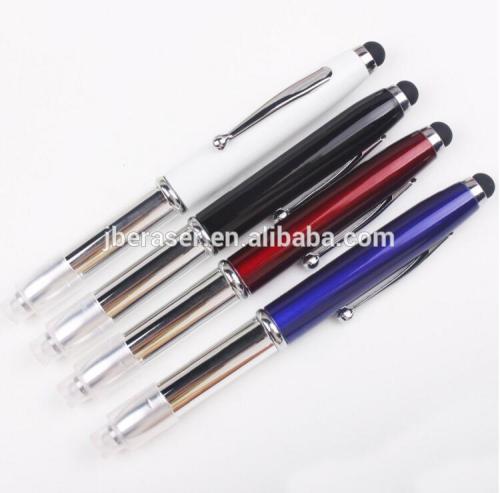 Customized promotional LED light pen with logo print metal high quality advertising metal touch pen