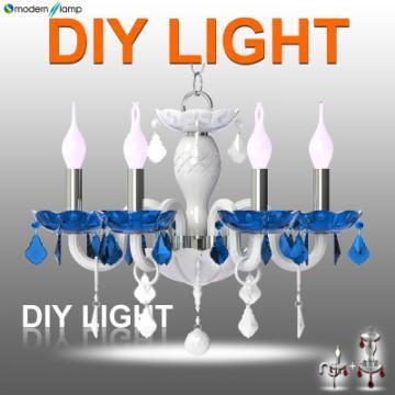 6 Light blue glass crystal chandelier made in china