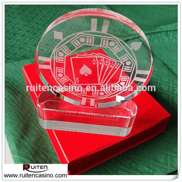Crystal Stone Poker Trophy Clear Royal Flush Poker Trophy