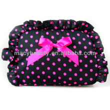 Polka dot cosmetic bag with bowknot