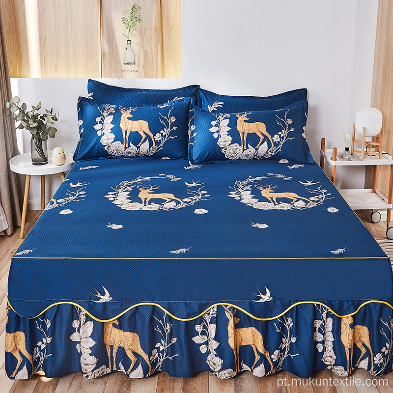 Camas de camas personalizadas com saia de cama correspondente de renda