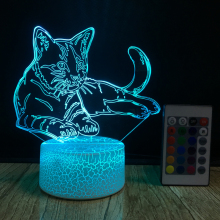 3D Cat Night Light: Color Changing LED Table Lamp