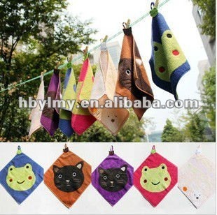 Pure cotton cartoon animals hanging children hood brush towel