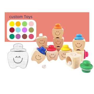 Wooden Small Tooth Box for Baby Teeth with Holder - Tooth Fairy Box