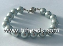 round grey 12mm sea shell pearl bracelets wholesale SPB0006