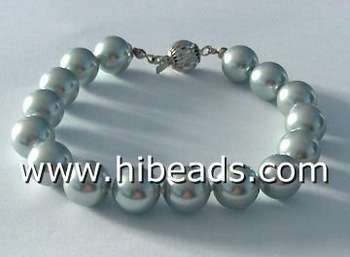 round grey 12mm sea shell pearl bracelets wholesale SPB0006
